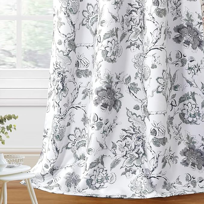 H.VERSAILTEX Blackout Curtains 96 Inch Length 2 Panels Set Floral Print Curtain by HVERSAILTEX