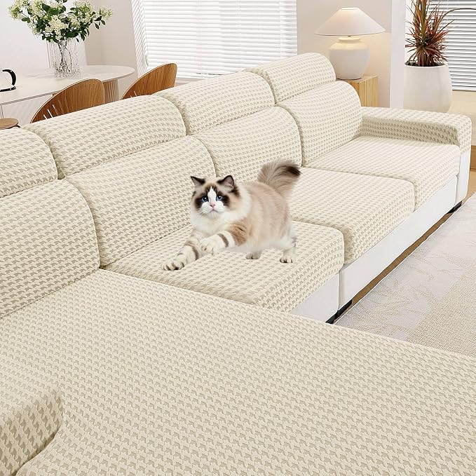 MAXIJIN Couch Cushion Covers for Sectional Sofa, Stretch Sofa Cushion Cover by MAXIJIN