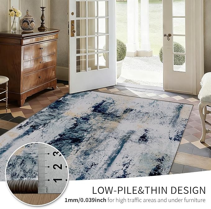 6x9 Area Rugs for Living Room, Modern Abstract Washable Rug, Boho Non Slip Low - Image 5