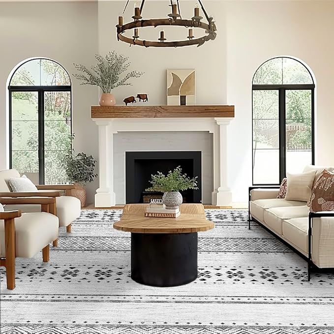 BESTSWEETIE 9x12 Area Rugs for Living Room Washable Moroccan Farmhouse Neutral - Image 6