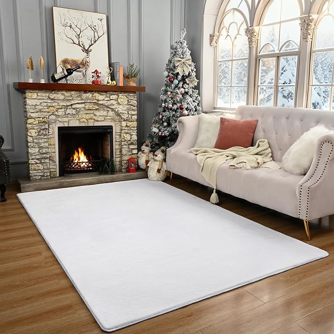 Amearea Modern Area Rugs for Bedroom Living Room, 4x6 Feet White Thickened - Image 8