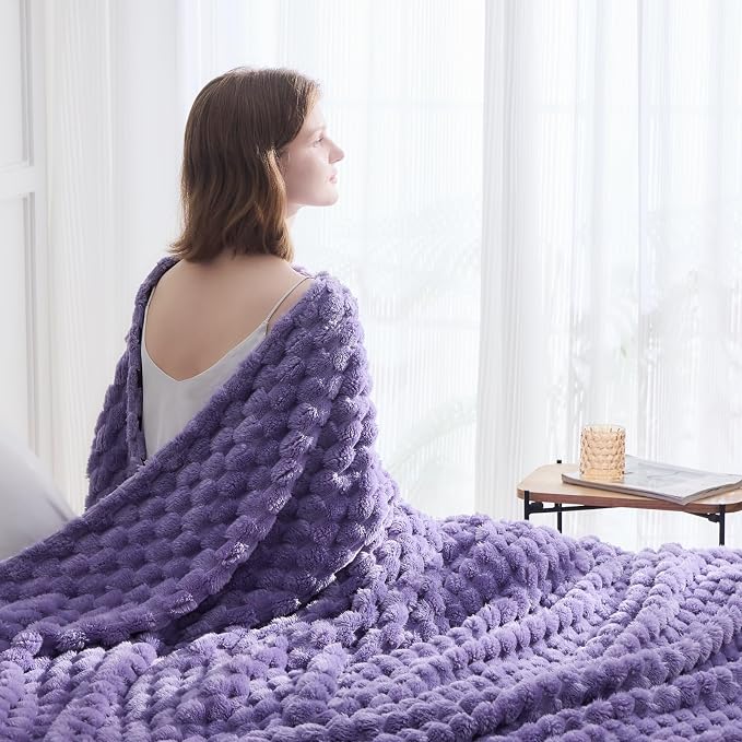 NEWCOSPLAY Super Soft Queen Blanket Lavender Premium Silky Flannel Fleece 3D - Image 3