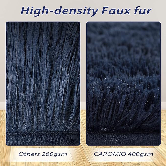 CAROMIO Navy Area Rug for Bedroom, Extra Large 9' x 12' Fluffy Rugs Shag Rugs - Image 3