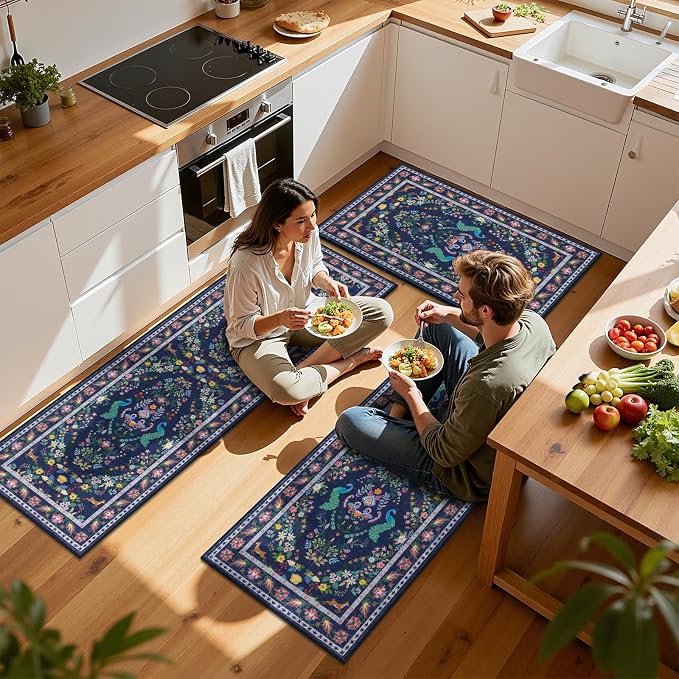 HEBE Washable Kitchen Rugs Sets of 3, Non Slip Absorbent Kitchen Rugs and Mats - Image 7