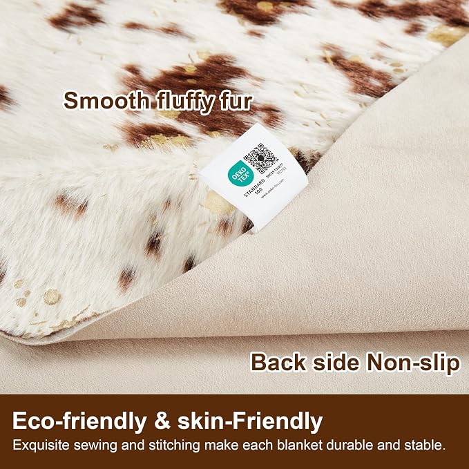 JONIYEAR Large Durable Faux Cowhide Area Rug 4.9 x 6.56 Feet, Premium Cow Print - Image 2