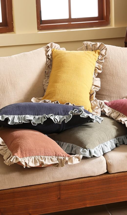 patdrea Yellow Shabby Chic Decorative Throw Pillow Covers 12x20 Set of 2 - Image 9