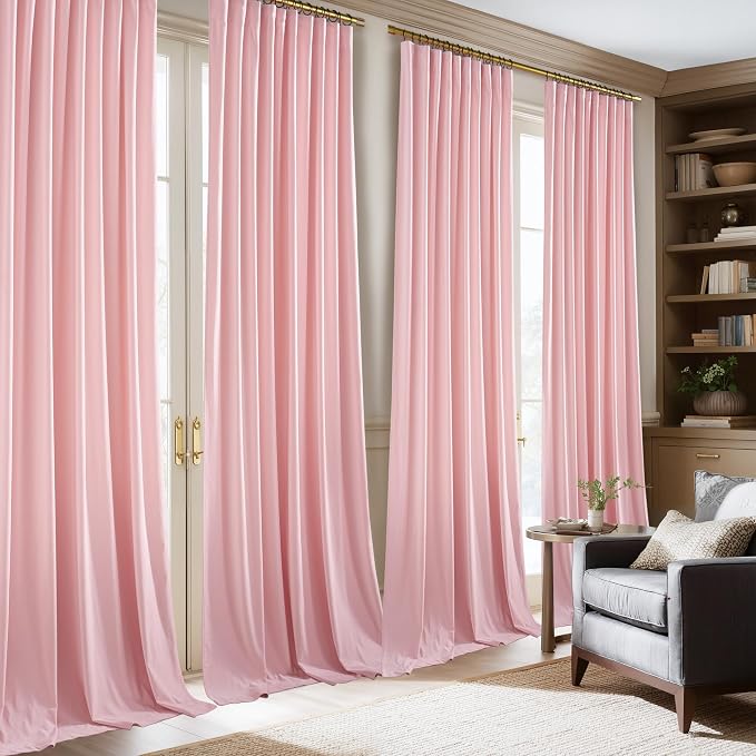 NICETOWN Pink Velvet Curtains 84 inch Long 2 Panels - Image 2