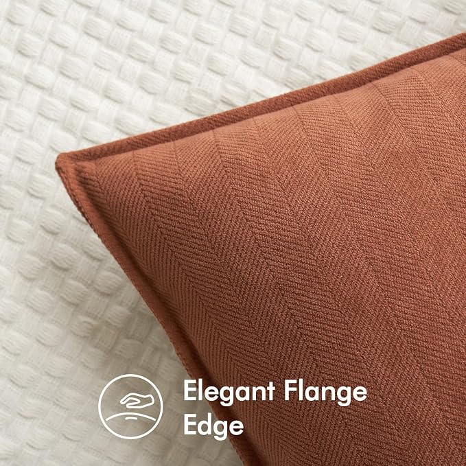 MIULEE Pack of 2 Burnt Orange Decorative Pillow Covers 18x18 Inch Soft Chenille - Image 5