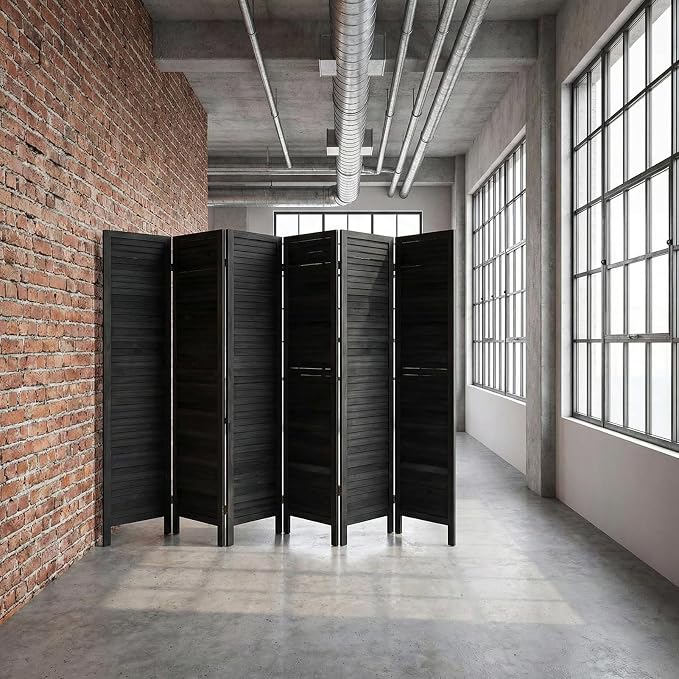 Bluecat 6 Panel Room Divider, Freestanding Solid Wood Partition Wall - Image 7