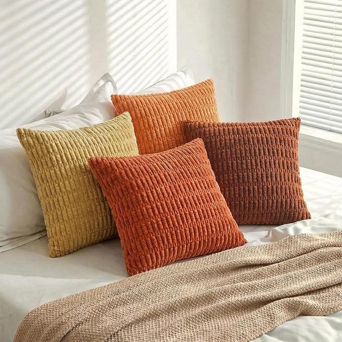 Fancy Homi Set of 4 Fall Decorative Throw Pillow Covers 12x12 Inch - Image 7
