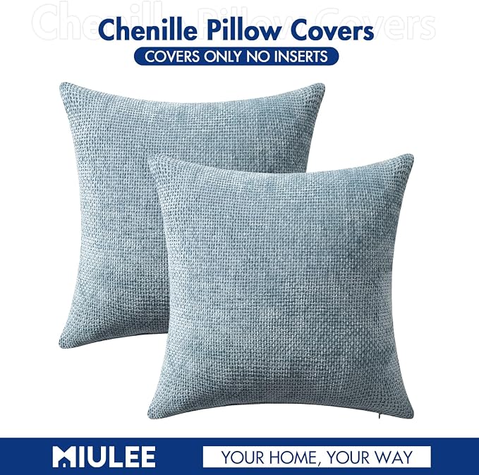 MIULEE Pack of 2 Couch Throw Pillow Covers 16x16 Inch Coastal Smoke Blue Modern - Image 7