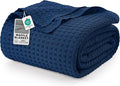 Utopia Bedding Navy 100% Cotton Waffle Blanket 300 GSM Soft Lightweight by UTOPIABEDDING