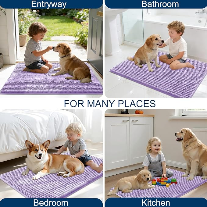 OLANLY Dog Door Mat for Muddy Paws 44x32, Ultra Absorbent Chenille Mud Doormat - Image 8