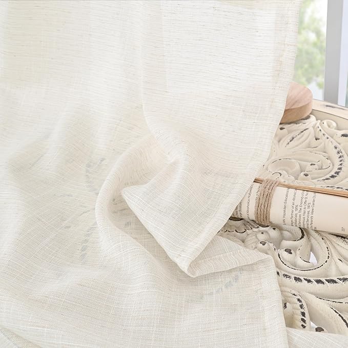BGment Linen Semi Sheer Curtains 84 Inches Long 2 Panels Set - Image 8