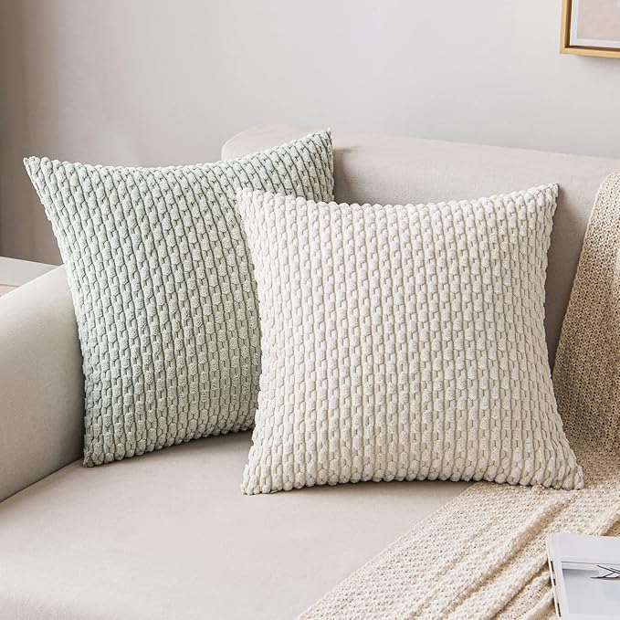 MIULEE Pack of 2 Decorative Throw Pillow Covers 20x20 Inch Soft Boho Striped - Image 4