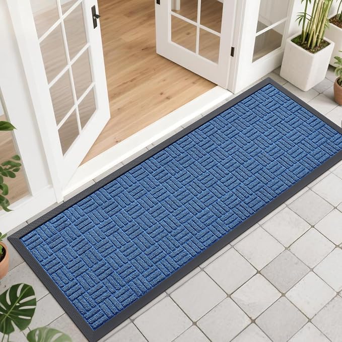 OLANLY Front Door Mat Outside Entrance 47x17, Heavy Duty Sturdy Natural Rubber by OLANLY