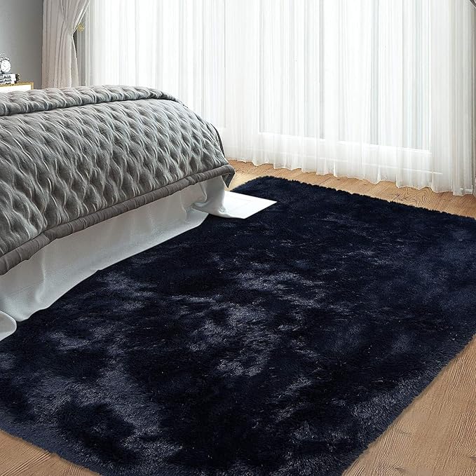 CAROMIO Navy Area Rug for Bedroom, Extra Large 9' x 12' Fluffy Rugs Shag Rugs - Image 2