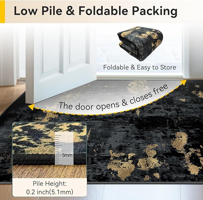 Washable Area Rugs Square 10ft Non-Slip Modern Abstract Soft - Image 3