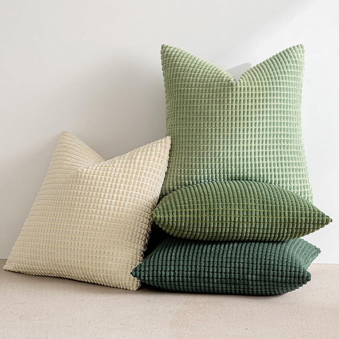 MIULEE Natural Green Pillow Covers 18x18 Inch Set of 4 Spring Modern Nordic - Image 2