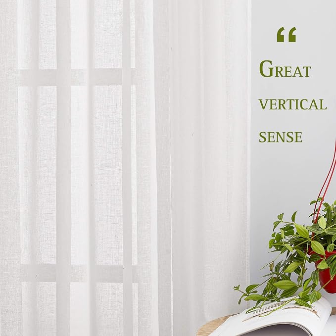 NICETOWN White Sheer Living Room Curtains 96 inches Long, Grommet Semi Sheer - Image 5
