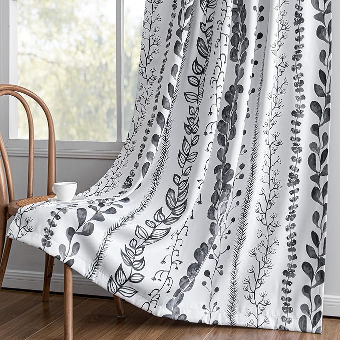 MEETSKY Boho Blackout Leaves Patterned Curtains 95 Inch Long 2 Panels Set - Image 7