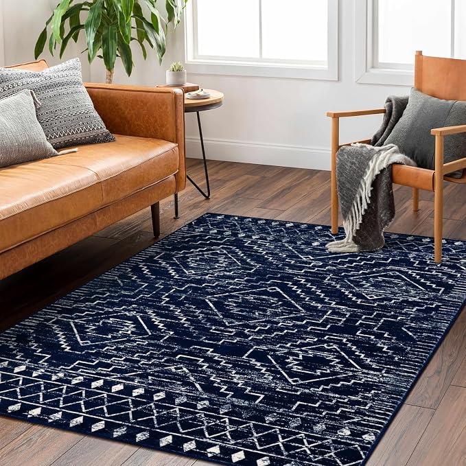 Wonnitar Moroccan Washable Area Rug 4x6, Non-Slip Boho Bedroom Throw Mat - Image 4