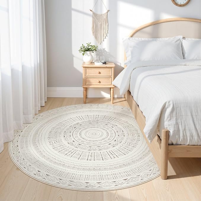 cotiled 6x6 Round Area Rug Living Room: Washable Boho Rugs - Image 2