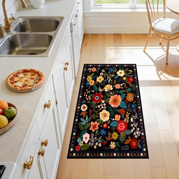RELEANY Floral Nursery 2x4 Area Rugs Washable Print Boho Cute Carpet Non Slip - Image 7