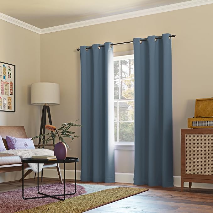 Sun Zero Easton Energy Saving Blackout Grommet Curtain Panel, Denim Blue - Image 6