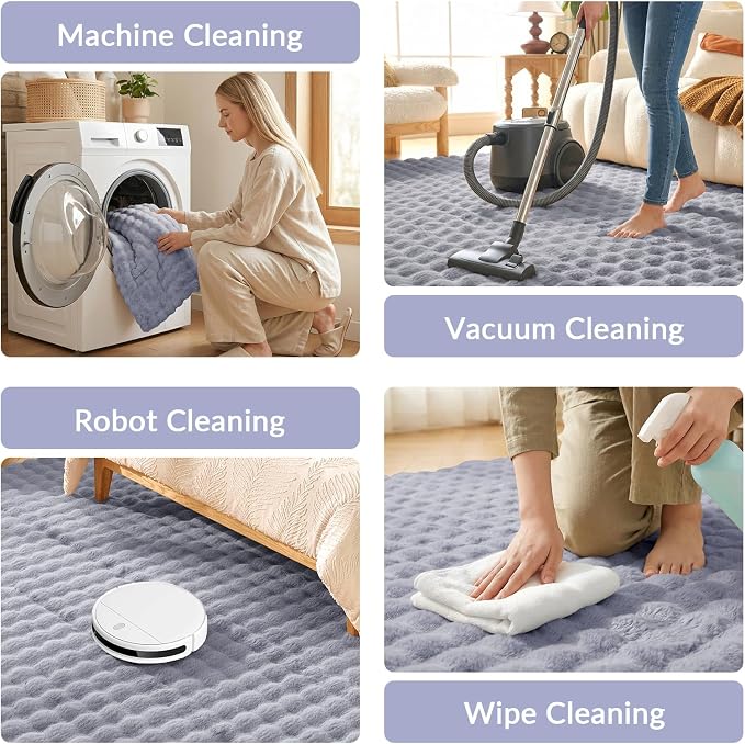 Lotus Karen Fluffy Light Grey Rug - Image 7