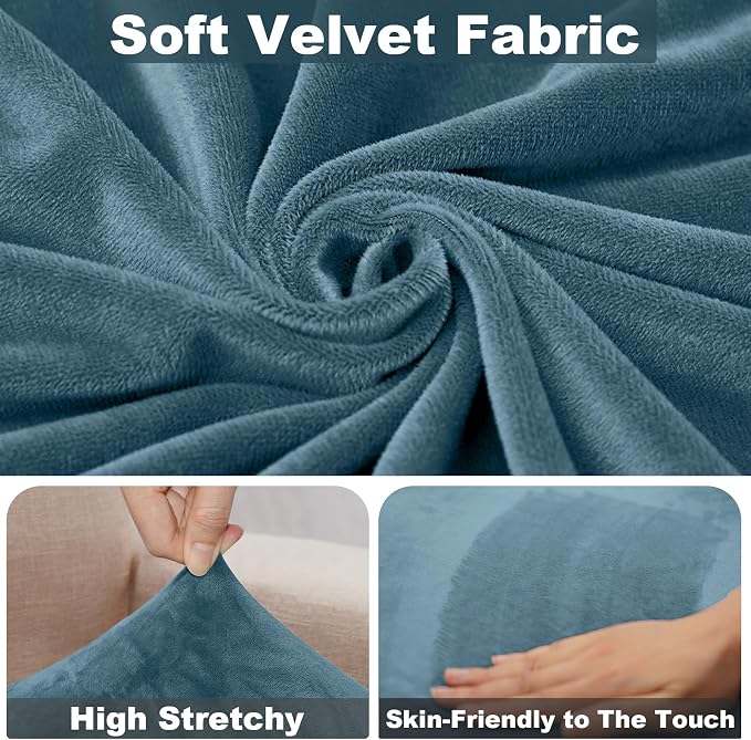 NAISI Sectional Couch Cover 1 Piece Velvet Separate Chaise Lounge Cover Soft - Image 3