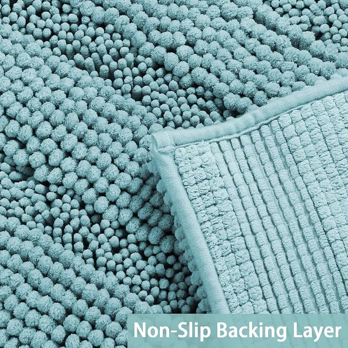 Turquoize Chenille Bath Rugs Shaggy Non Slip Bath Mat 24 x 36 Aqua Haze Extra - Image 4