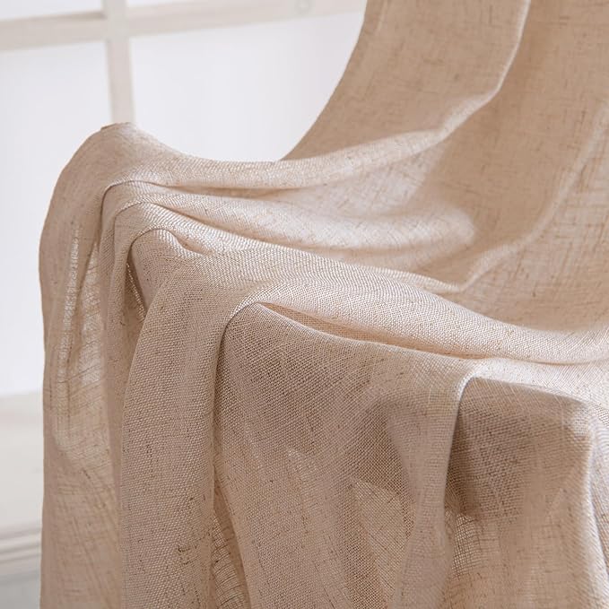 MIULEE Natural Beige Linen Curtains 90 Inch Long 2 Panels - Image 6