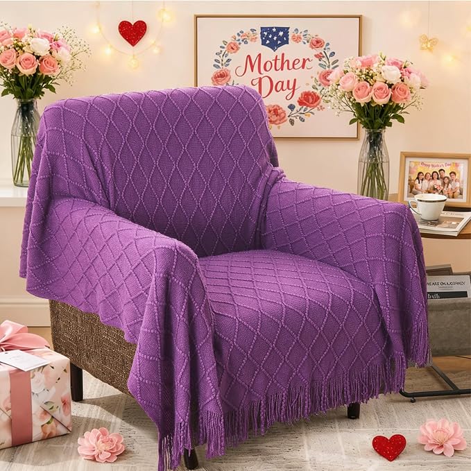 inhand Purple Knitted Throw Blanket - Image 4