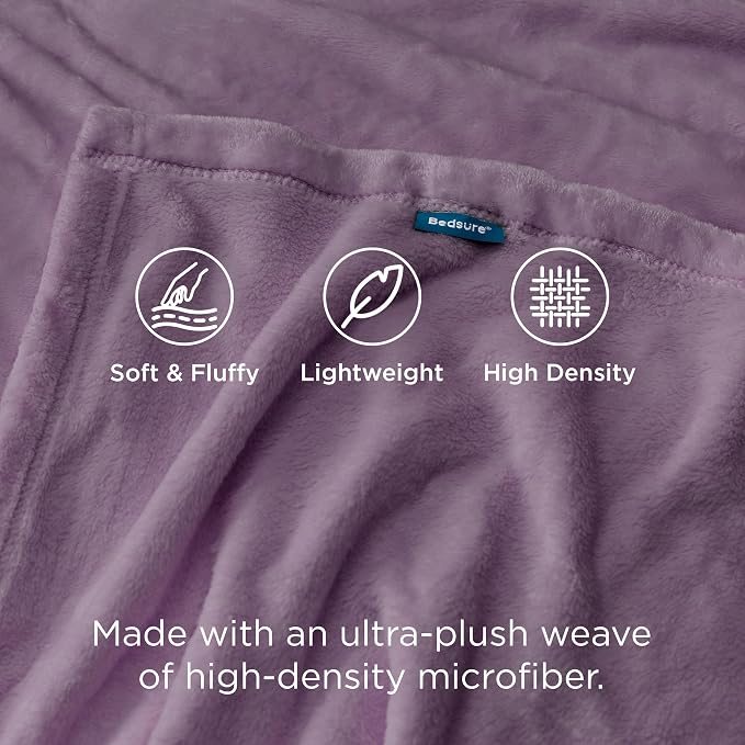 Bedsure GentleSoft Fleece Blankets Twin Size Fog Purple - Image 4