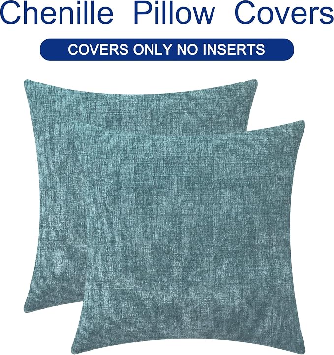 CaliTime Throw Pillow Covers Decorative 22 X 22 Inches Pack of 2 Cozy Chenille - Image 6