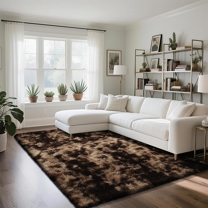 yongyangjuxin Fluffy Rug Shaggy Area Rug, Mottling Brown 6x9 Area Rugs - Image 2