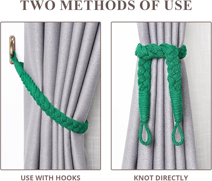 NICEEC 2 Pack Natural Cotton Rope Curtain Tiebacks Elegant Boho Style - Image 5