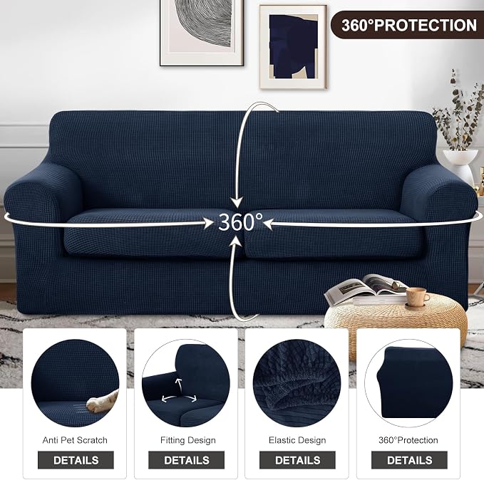 U-NICE HOME 3 Pieces Stretch Couch Cover Sofa Cover Washable Sofa Slipcover - Image 4