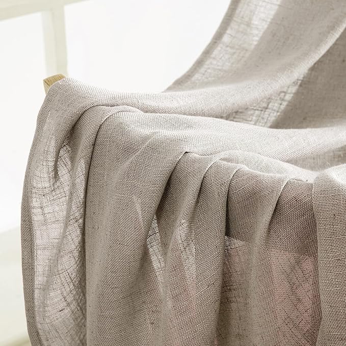 MIULEE Burlywood Birch Linen Curtains 84 Inch Length 2 Panels - Image 6
