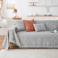VClife Boho Gray White Couch Cover Plush Soft Chenille Couch Cover by VCLIFE