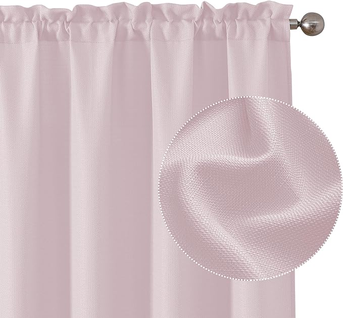 Chyhomenyc Bennet Blush Pink Curtains 84 Inches Long 2 Panels, Faux Linen by Chyhomenyc