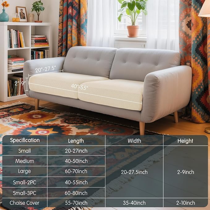 Hokway Stretch Couch Cushion Slipcovers Reversible Cushion Replacement - Image 2