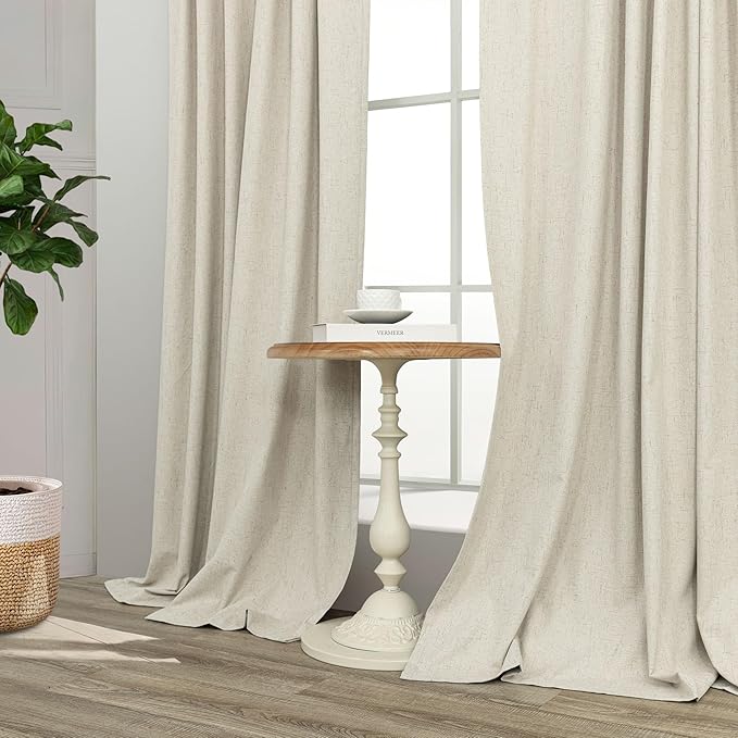 Pitalk 80 Inch Curtains 2 Panel Set Linen Blackout Curtains - Image 9