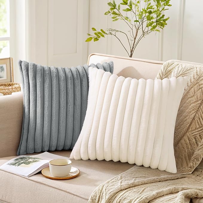 Pallene Faux Fur Plush Throw Pillow Covers 26x26 Set of 2, Luxury Soft Fluffy - Image 5