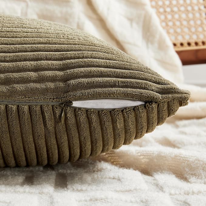 Fancy Homi 2 Packs Olive Green Lumbar Decorative Throw Pillow Covers 14x24 Inch - Image 4