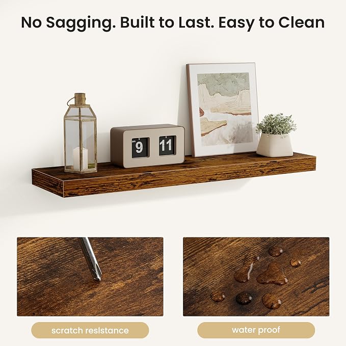 Fun Memories Floating Shelves for Wall, Rustic Wood Wall Mounted Shelves for - Image 4