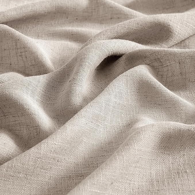 MIULEE Natural Linen Curtains 45 Inch Length 2 Panels - Image 4