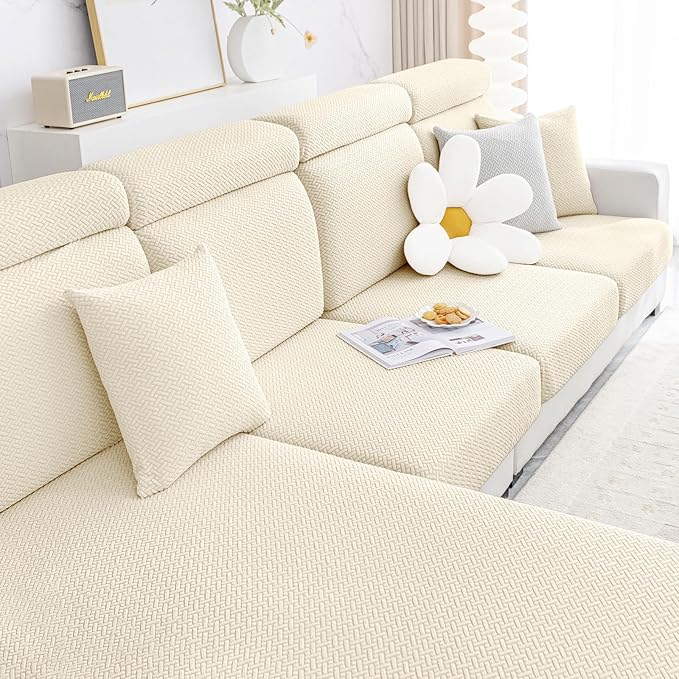 Smiry Waterproof Couch Cushion Covers, Stretch Jacquard Sectional Couch Covers by Smiry