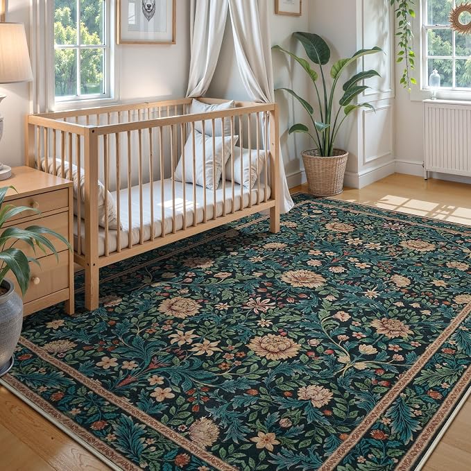 LIVEBOX Washable 5x7 Area Rugs, Retro Floral Rugs - Image 7